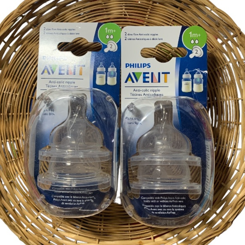 Philips Avent Anti-Colic Nipples 1m+ Set of 2 Slow Anti-colic Nipples (2 packs)